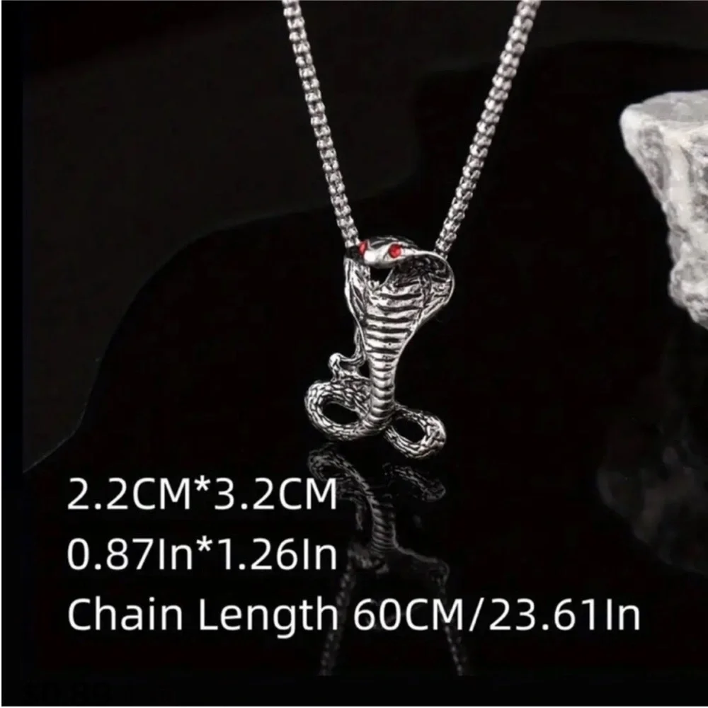 BikerCore Domineering Snake With Red Faux Ruby Eye Necklace GothCore Grunge